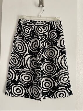 Clements Ribeiro Linen High Waist A Line Skirt-Black/White Abstract NWOT